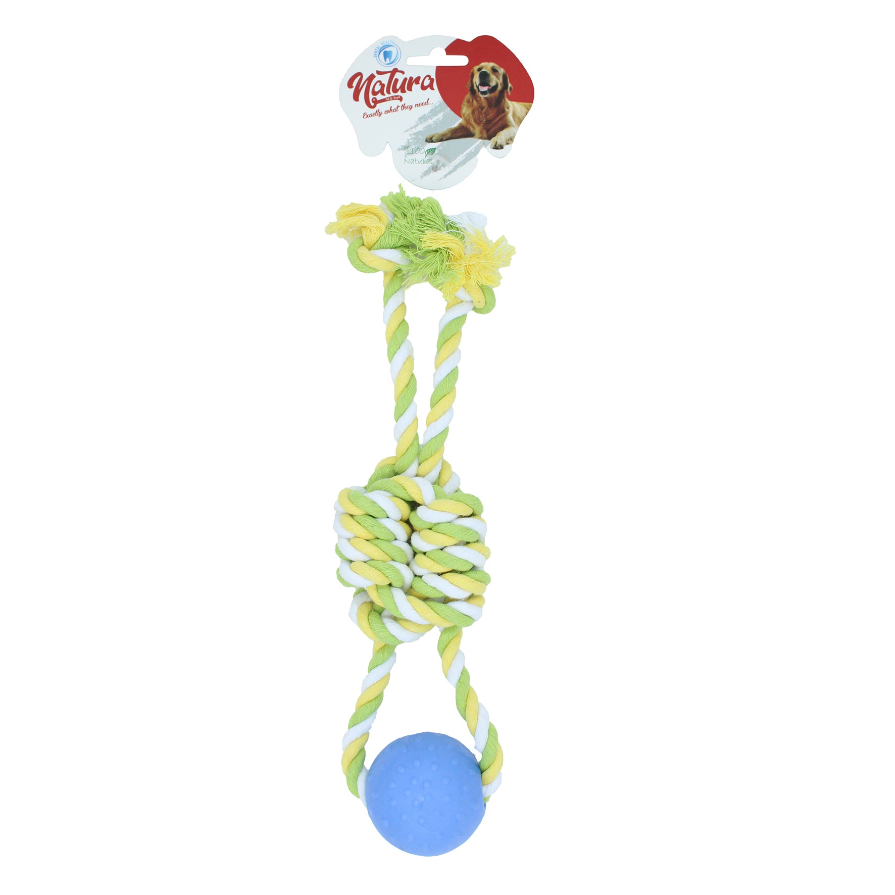 Natura Two Arms Rope Dog Toy With Plastic Ball