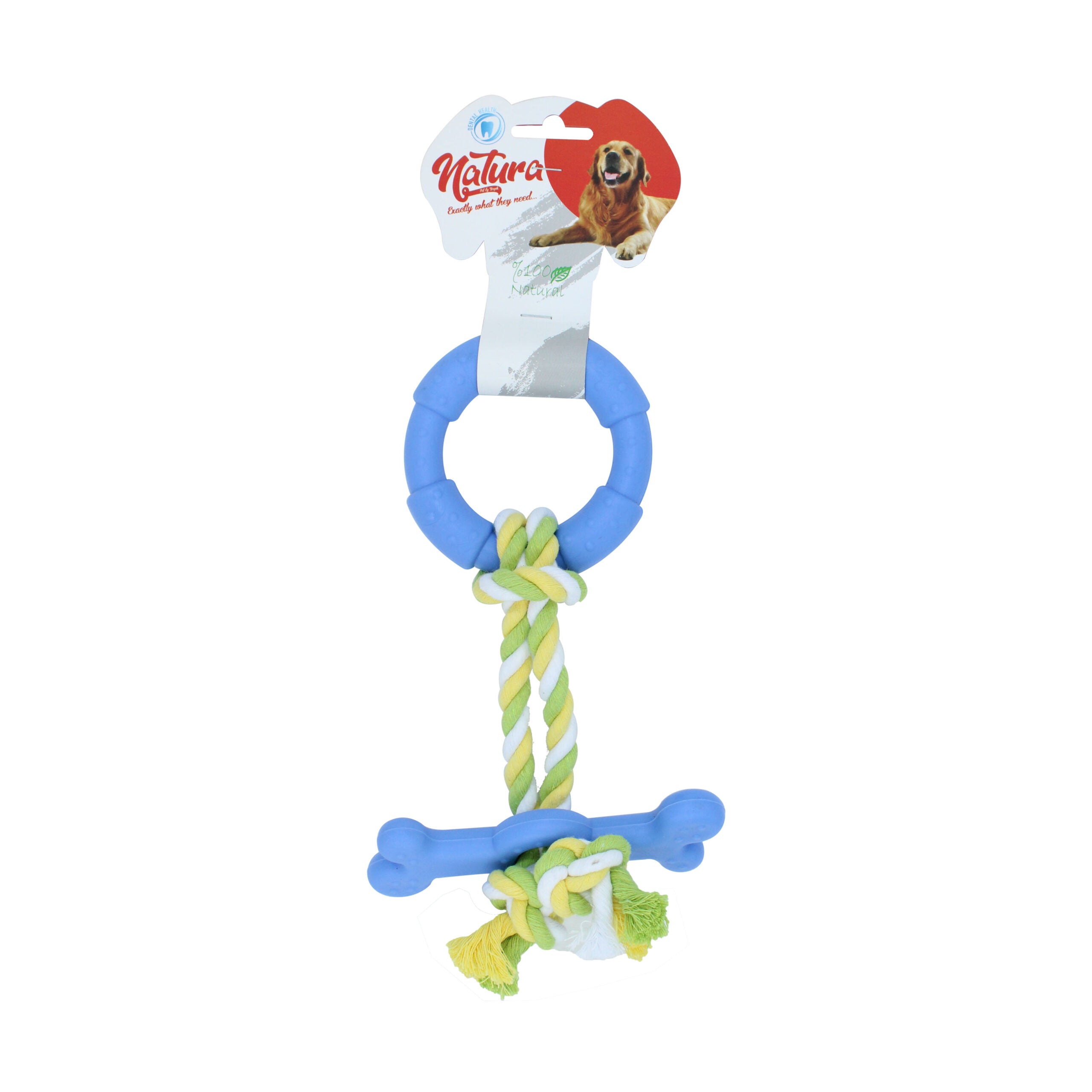 Natura Dog Rope Toy With Plastic Bone And Ring