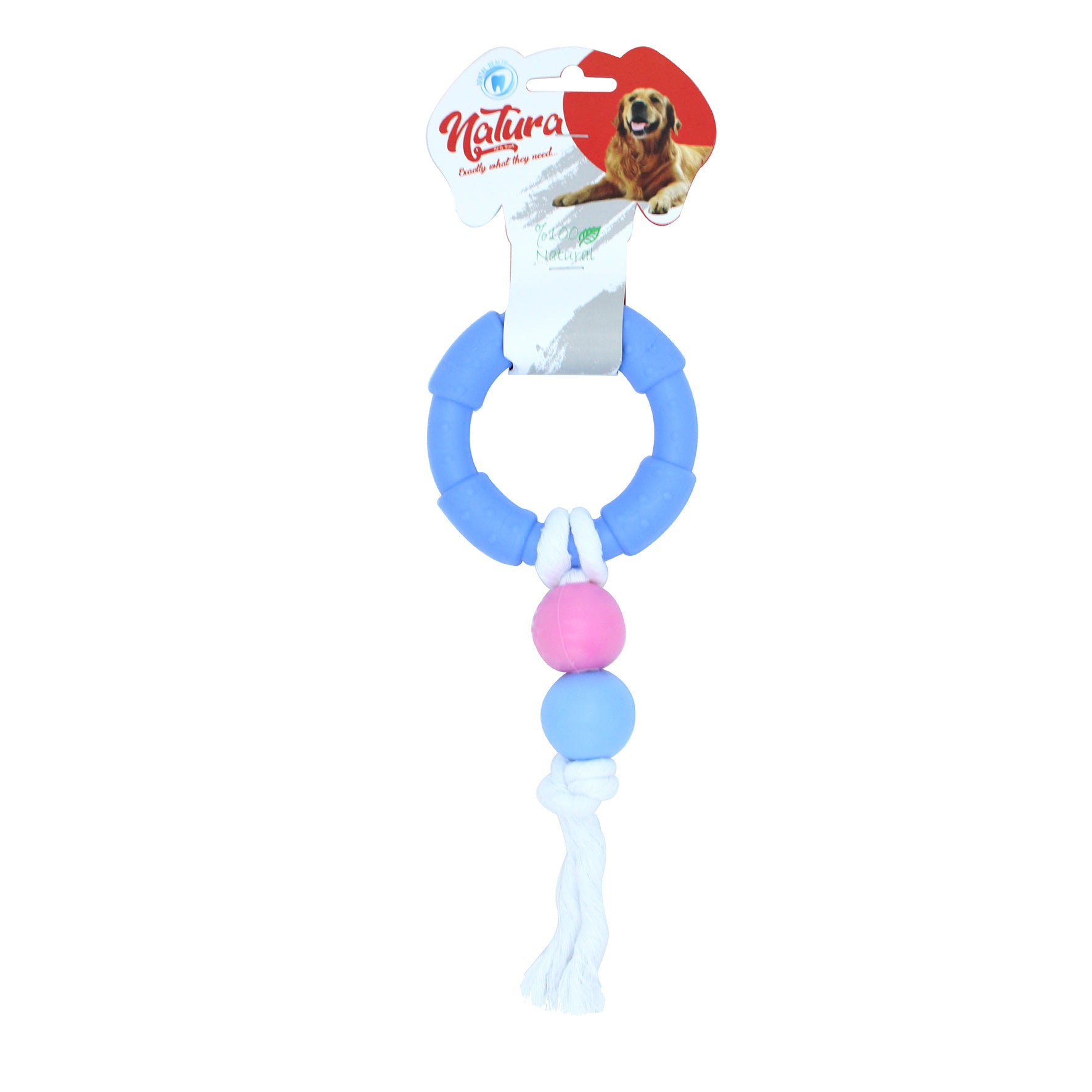 Natura Rope Dog Toy With Plastic Ball And Ring