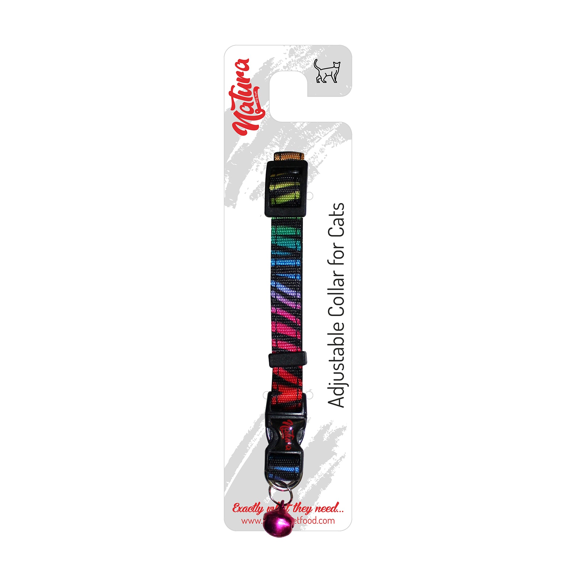 Natura Adult Cat Collar – Rainbow Zebra