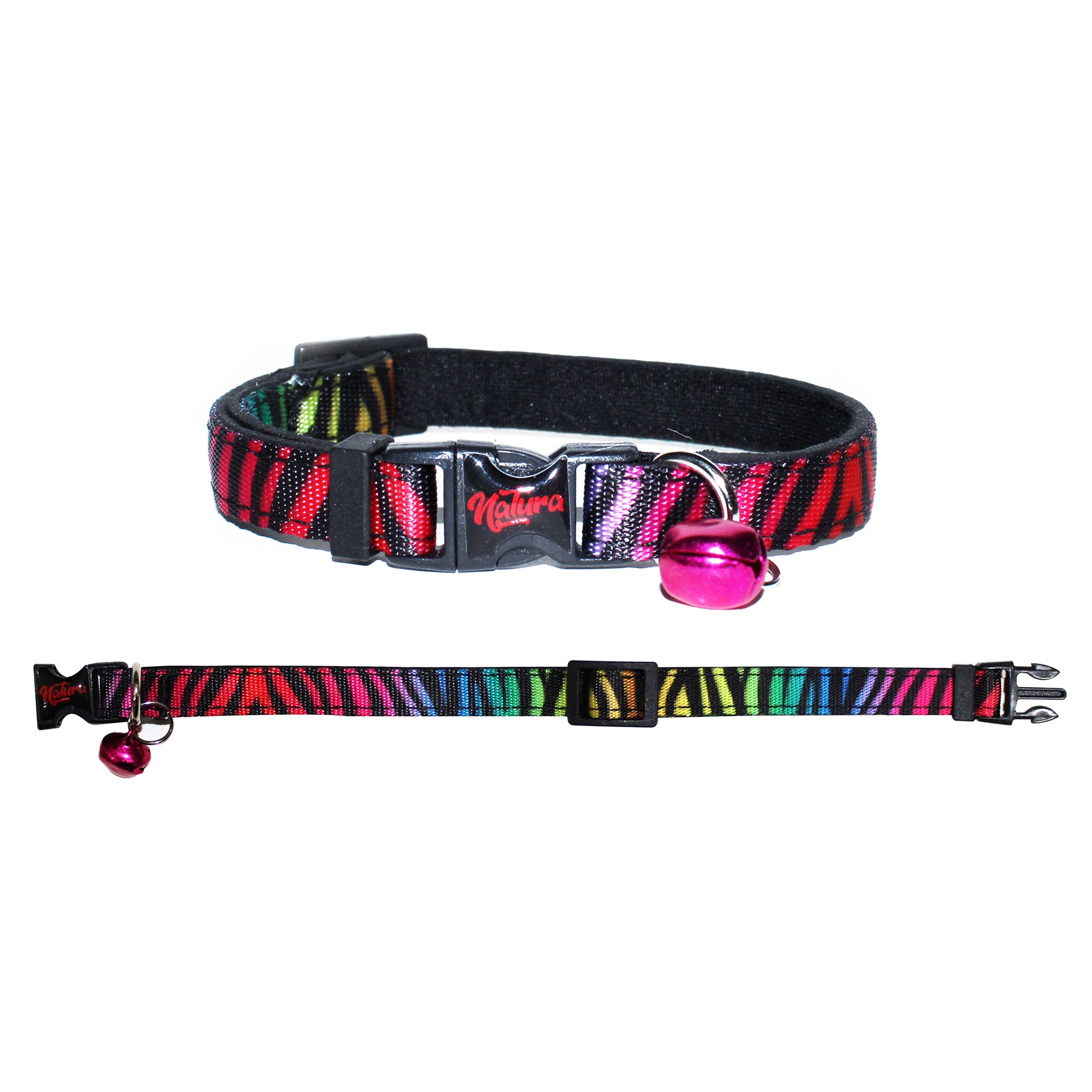 Natura Adult Cat Collar – Rainbow Zebra