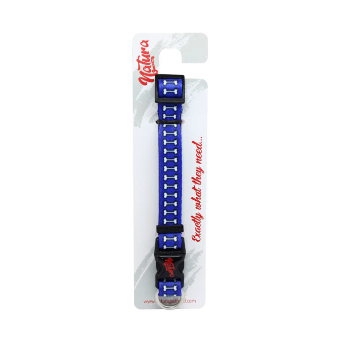 Natura Dog Collar Bone Patterned Blue