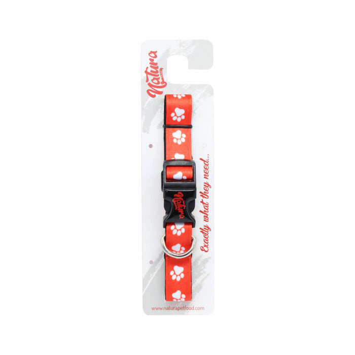 Natura Dog Collar Paw Patterned Red