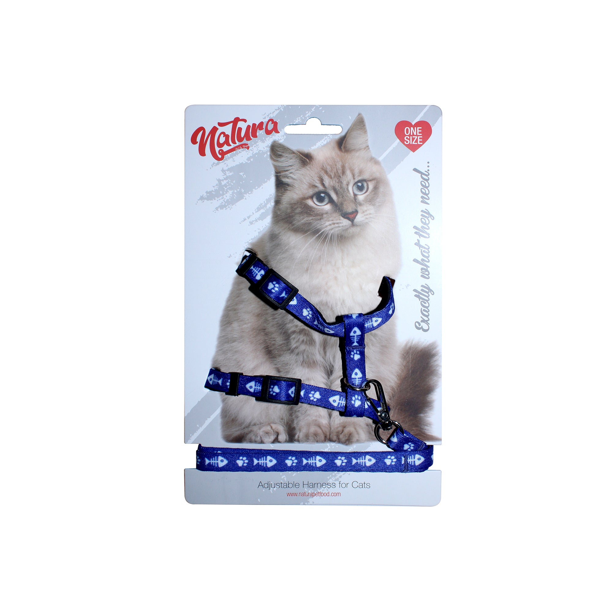 Natura Adult Cat Harness – Fish Skeleton And Paw Blue