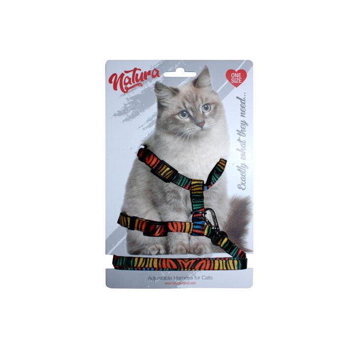 Natura Adult Cat Harness – Rainbow Zebra