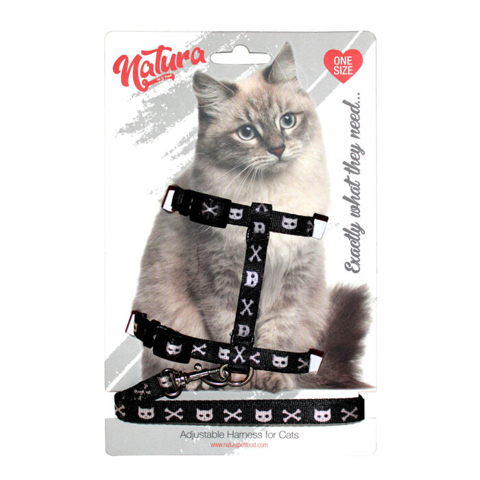 Natura Adult Cat Harness – Skull Black